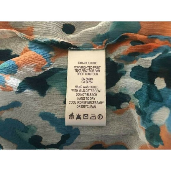 TOMMY BAHAMA 100% Silk Split Sleeve Blouse Womens Size XL Semi Sheer Flowy - Picture 9 of 9